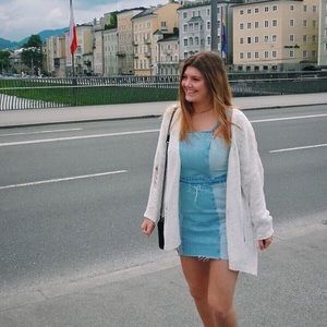 Denim two-tone dress with frayed seems/edges